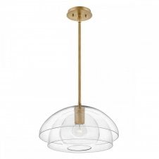 LOTUS Pendant / Semi-flush in Brass with Clear Dome Glass Shade