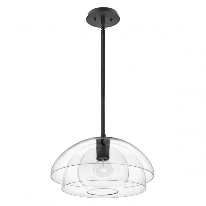 LOTUS Pendant / Semi-flush Light in Black with Clear Glass Shade