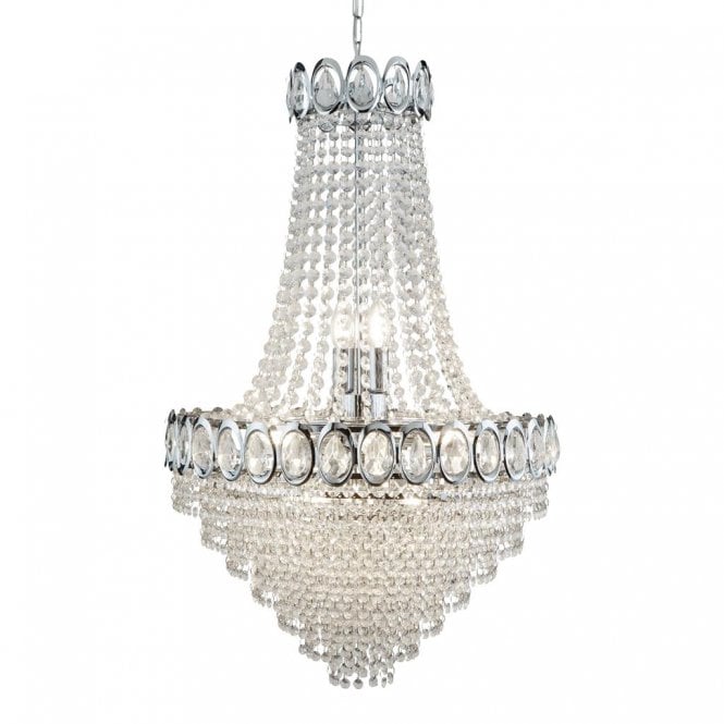 LOUIS PHILIPE CRYSTAL 11 LIGHT CHROME CHANDELIER WITH CLEAR