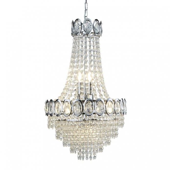 LOUIS PHILIPE CRYSTAL 6 LIGHT CHROME CHANDELIER