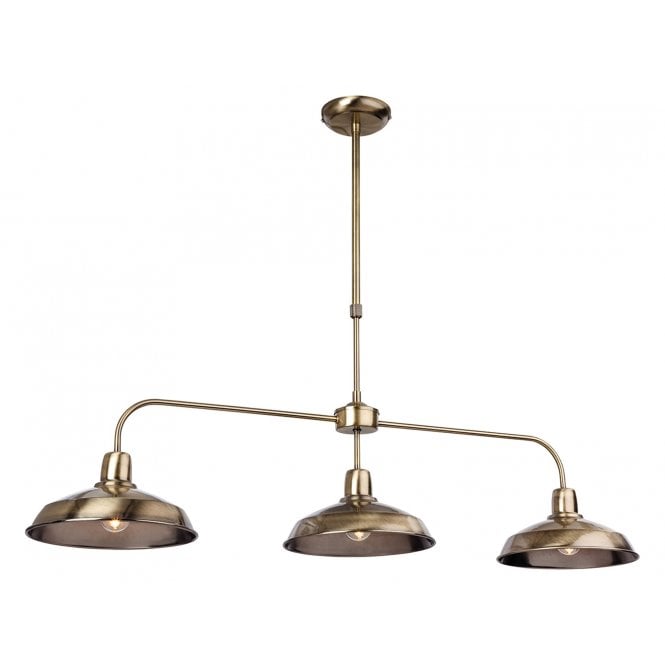 LOUNGE 3 Light Ceiling Pendant Bar in Antique Brass