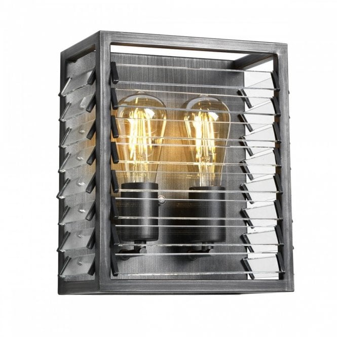 LOUVRE 2 Light Wall Light In Gunmetal Paint Finish
