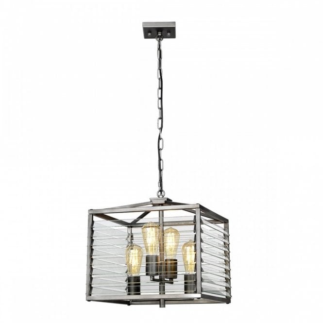LOUVRE 4 Light Ceiling Pendant in Gunmetal Paint Finish