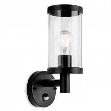 black outdoor wall light with PIR sensor