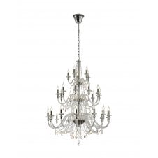 large chandelier in chrome and crystal