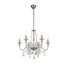 LUCENT 6 Light Modern Ceiling Chandelier Polished Chrome and Crystal