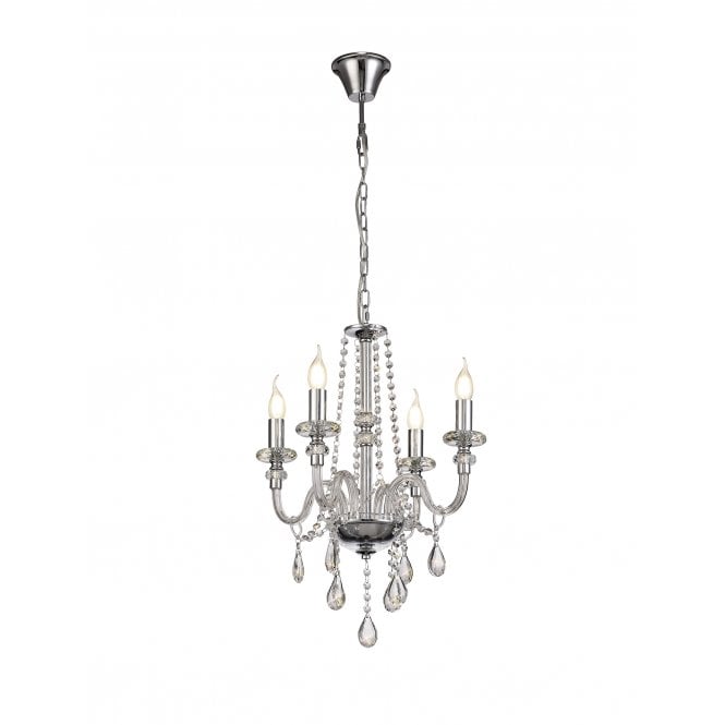 LUCENT Chandelier Small Ceiling Pendant Polished Chrome and Real Crystal