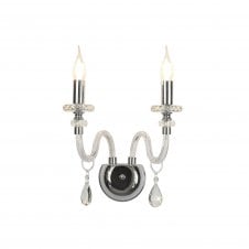 LUCENT Twin Chandelier Style Wall Light Polished Chrome and Real Crystal