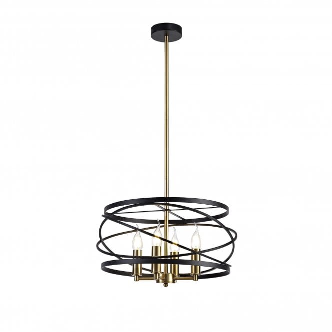 LUCIA 4 light black and satin gold dual mount ceiling light