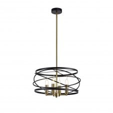 LUCIA 4 light black and satin gold dual mount ceiling light