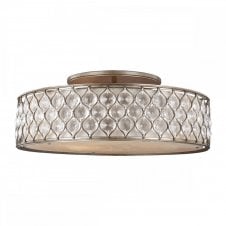 LUCIA 6 light flush fit burnished silver ceiling light with crystal detailing