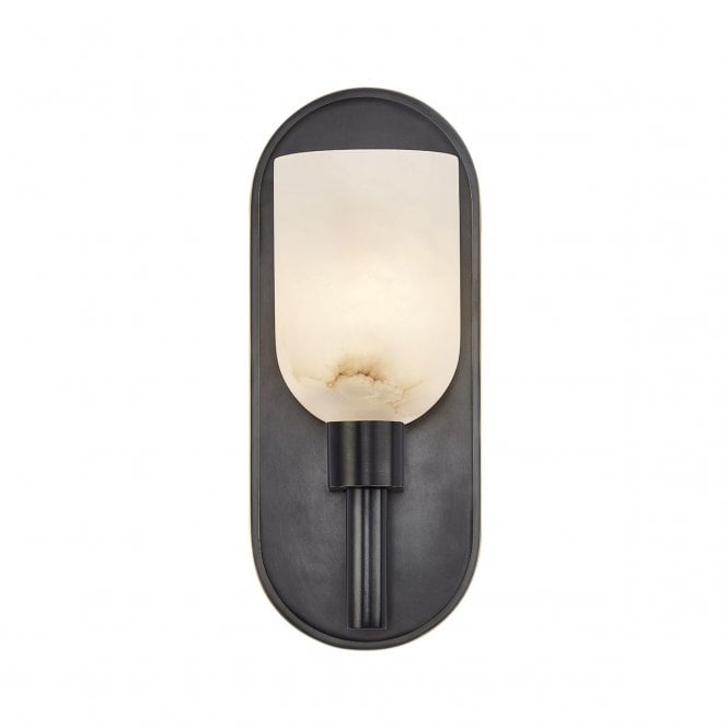Lucian Wall Light - Urban Bronze With Alabaster Shade