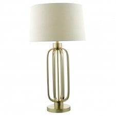 LUCIE tall satin brass table lamp with shade