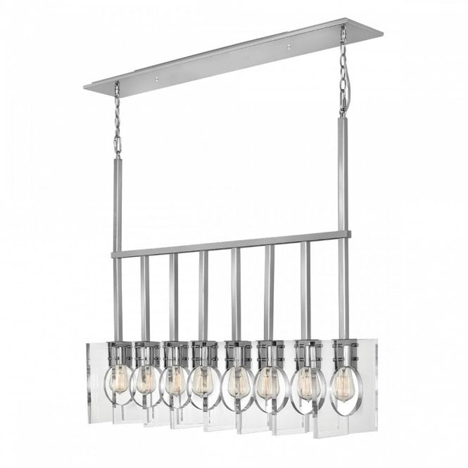 LUDLOW 8 Light Ceiling Pendant Bar in Polished Nickel with Acrylic Diffusers