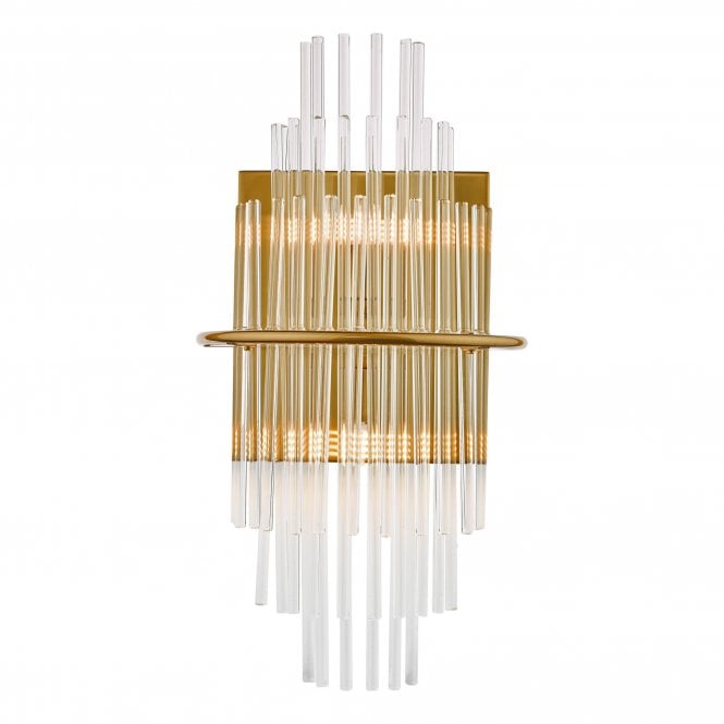 LUKAS 2 Light Wall Light in Antique Gold with Glass Rods