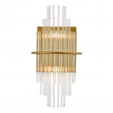 Gold and crystal glass wall light