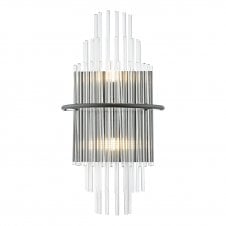 Wall light with glass crystal rods and black details