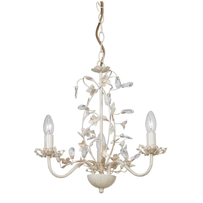 LULLABY 3 light chandelier in cream & gold