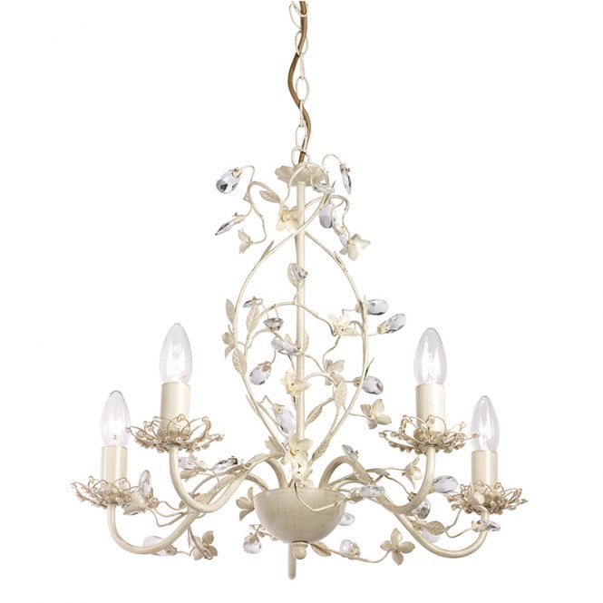 LULLABY 5 light chandelier in cream & gold
