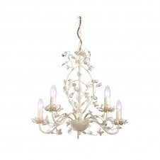 LULLABY 5 light chandelier in cream & gold