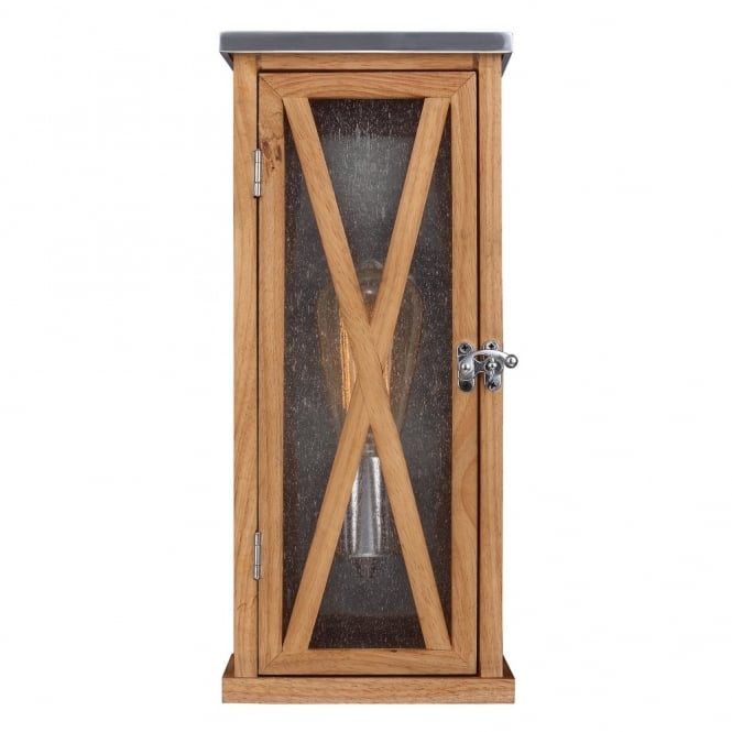 LUMIERE rustic oak wooden outdoor wall lantern (small - boxed)