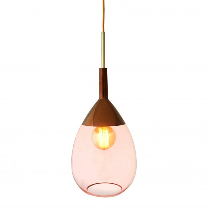 LUTE coral glass and copper pendant