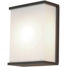 grey box outdoor wall light with diffuser