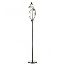 LUTHER antique brass 3 light floor lamp with crystal glass shades