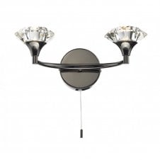 LUTHER black chrome & crystal glass double wall light