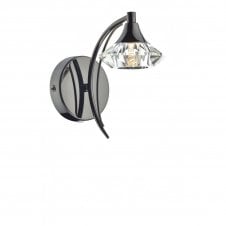 LUTHER black chrome & crystal glass single wall light