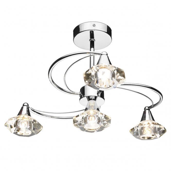 Luther Polished Chrome 4 Arm Semi-Flush Ceiling Light