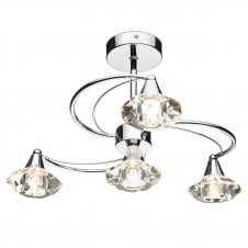 Luther Polished Chrome 4 Arm Semi-Flush Ceiling Light