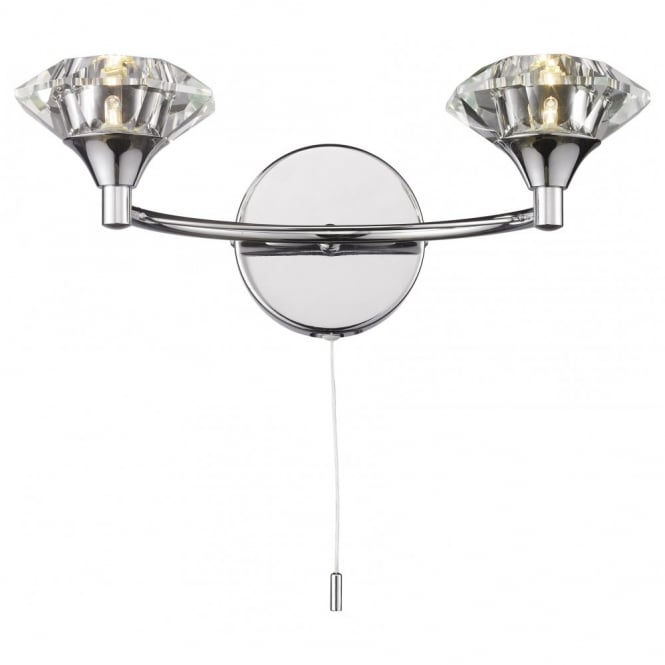 LUTHER Polished chrome & crystal glass double wall light