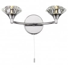 LUTHER Polished chrome & crystal glass double wall light
