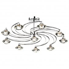 LUTHER polished chrome & crystal glass semi flush ceiling light 10lt