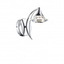 LUTHER polished chrome & crystal glass single wall light