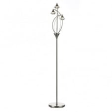 LUTHER satin chrome 3 light floor lamp with crystal glass shades