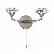 LUTHER satin chrome & crystal glass double wall light