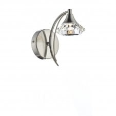 LUTHER satin chrome & crystal glass single wall light