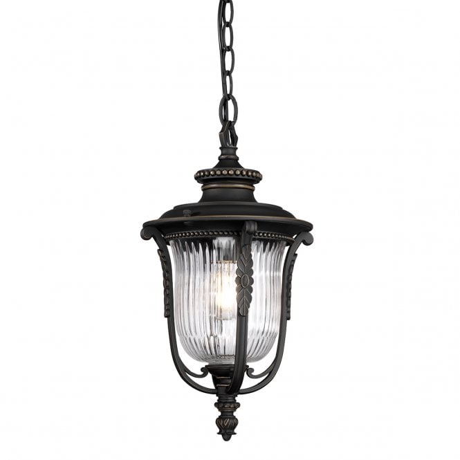 LUVERNE traditional chain hanging porch lantern in rubbed bronze finish