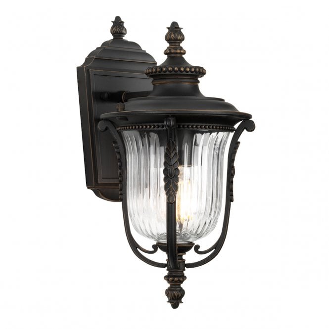 LUVERNE traditional rubbed bronze small outdoor wall lantern
