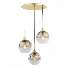 LYCIA 3 Light Cluster Pendant in Polished Gold with Gold Ombre Glass Globes
