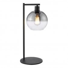matt black table lamp with smoked ombre glass shade