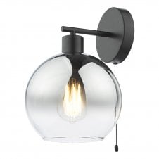 Wall light in matt black with smoked ombre glass dome shade