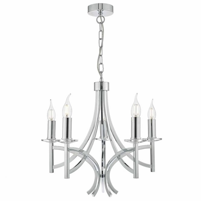 LYON 5 light chrome and crystal ceiling pendant