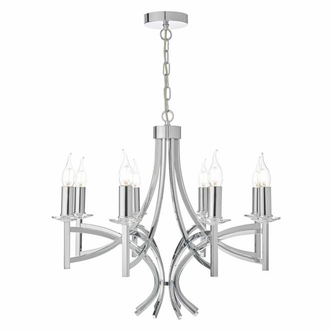 LYON 8 light chrome and crystal ceiling pendant