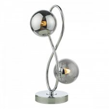 LYSANDRA 2 Light Table Lamp | Polished Chrome & Smoked Glass