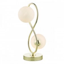 LYSANDRA 2-light Table Lamp | Polished Gold with Opal Glass Shades