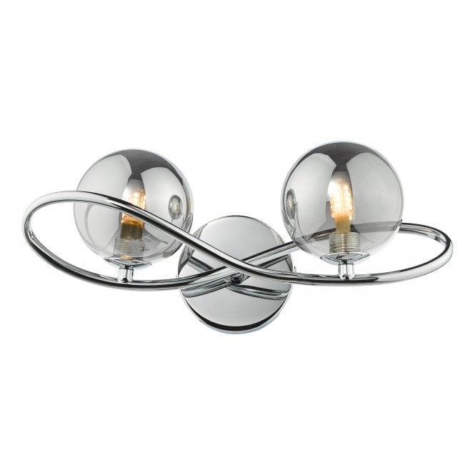 LYSANDRA 2 Light Wall Light | Polished Chrome and Smoked Glass