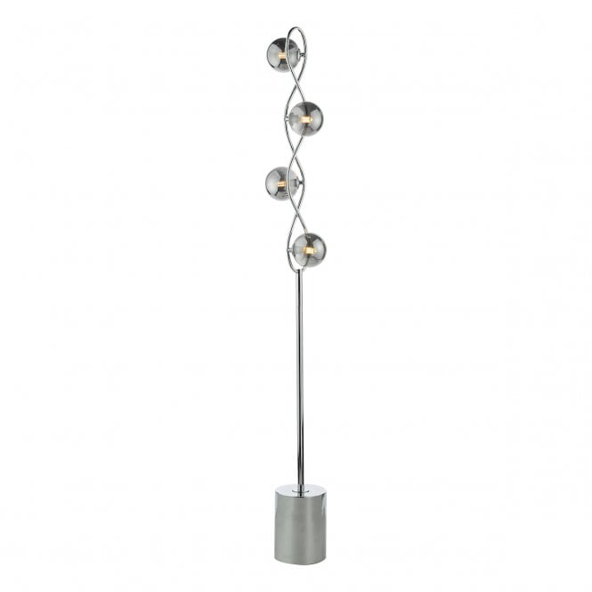 LYSANDRA 4 Light Floor Lamp in Polished Chrome with Smoked Glass